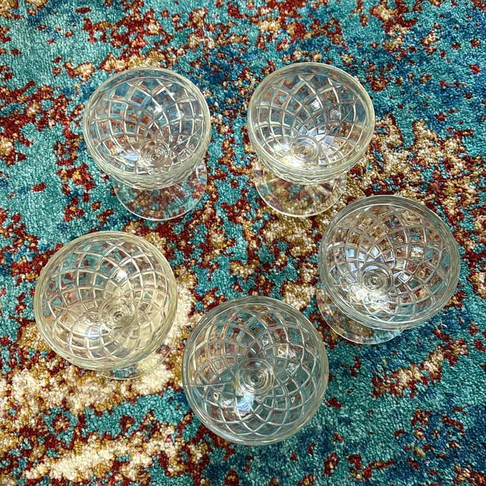 True 1950’s Mid Century Modern Vintage WATERFORD Crystal Dessert Bowls, Set Of 5